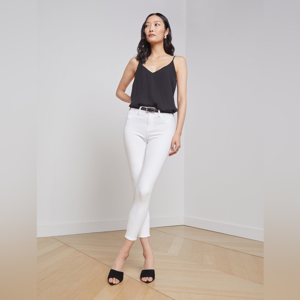 L’Agence Margot skinny high rise cropped jeans in blanc
